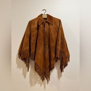 Vintage 1970’s Tan Suede Fringe Poncho
